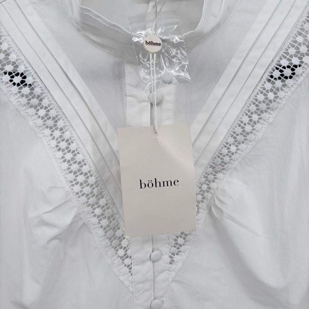 Bohme Long Sleeve‎ Button Front Shirt White Large NWT - Picture 9 of 10